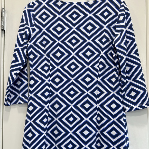 Mahi Gold Navy Purple and White Geometric A Line Dress Nylon & Spandex Sz.M - Picture 8 of 9